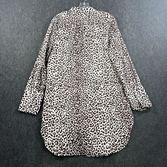 J.Crew Dress Voile Beach Shirt Women's Medium Biege Leopard Print - Picture 7 of 9